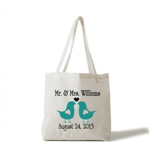 Home Â» Bridal Mr and Mrs bird theme tote bag