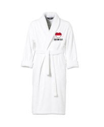 Indonesia Flag Heart Shape Embroidery Logo with Custom Text Embroidered Bathrobes