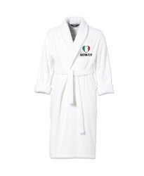 Italy Flag Heart Shape Embroidery Logo with Custom Text Embroidered Bathrobes