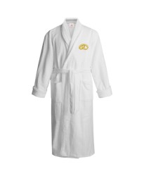 Shiny gold rings logo embroidered Bathrobe